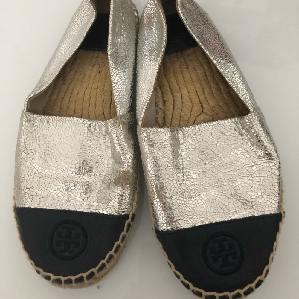 TOEY BURCH LEATHER ESPADRILLE FLATS